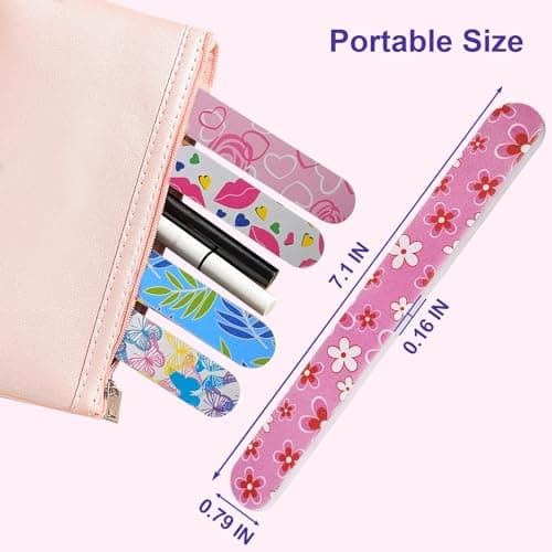 Nail Files (24 Pack), Colorful Emery Board Nail File for Natural Nails Double Sided 180 Grit Professional Fingernails Emory Boards Buffer Manicure Tool Nail Shaping Buffing Smoothing Filers Flowery