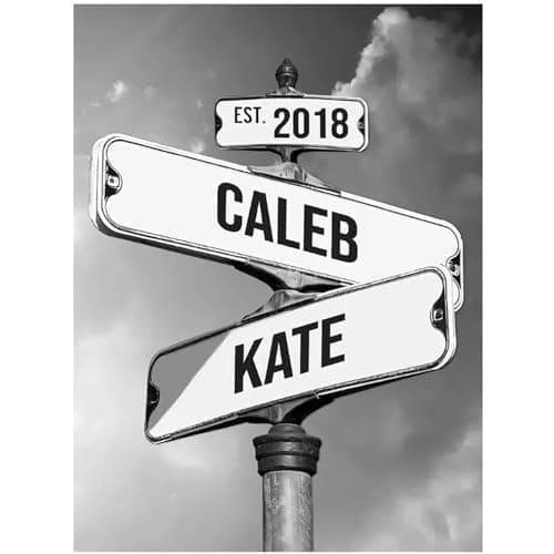 Personalized Crossroads Street Sign For Couples, Custom Name And Date Vintage Street Sign Canvas Print, Christmas Gifts for her/him, Valentines Day Gift for Girlfriend/Boyfriend