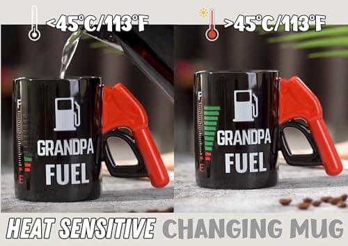 Onebttl Grandpa Gifts, Grandpa Fuel Color Changing Coffee Mug with Fueling Nozzle Handle, Gifts for Grandpa, 13.5oz/400ml Funny Ceramic Mug for Christmas, Father's Day