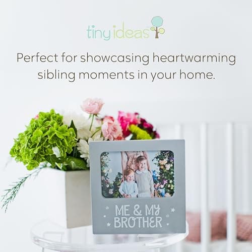Tiny Ideas Me and My Brother Picture Frame, Christmas Photo Picture Frame, Sibling Keepsake, Ideal Big Brother Gift, Shower Gift and Gender Neutral Nursery Decor, Gray