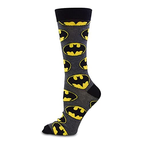 Hyp Batman DC Comics 89 Casual Crew Socks 2 Pack Black Large Unisex-Adults Batman Fans, Halloween Enthusiasts, All Ages