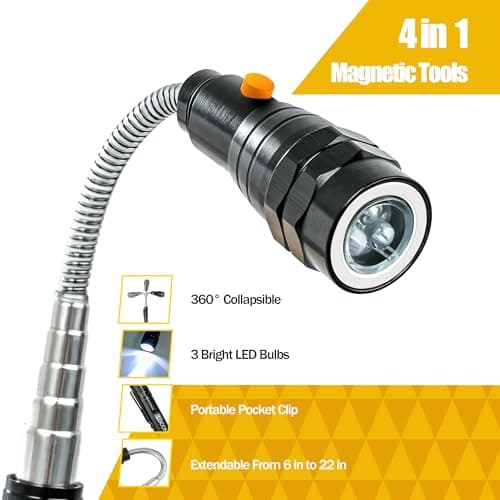 Magnetic Pickup Tool with LED Lights, Telescoping Magnet Flashlight, Cool Gadget Birthday Gifts Christmas Day Gifts for Men, Handyman, Husband, Boyfriend, Him, Father, Dad (1 Pack)
