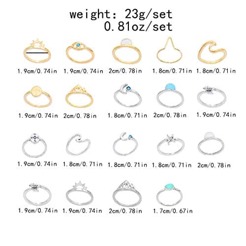 FUTIMELY Boho Retro Stackable Rings Sets for Women Knuckle Joint Finger Knuckle Nail Ring Sets Moon Stars Stack Preppy Statement Rings Cute Trendy Stuff Jewelry