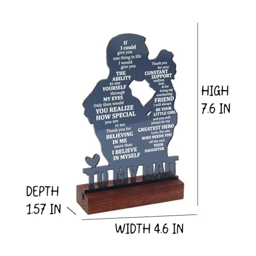 Dad Gifts from Daughter - Meaningful Fathers Day, Birthday, Christmas Sentimental Present for Father, Step Bonus Dad Daddy Papa Pop Old Man Acrylic Keepsake Plaque for Desk Decor Office Home