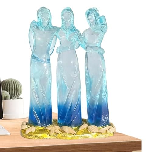 VIECDJSK Sisters Friendship Figurine, Sea Glass Style Resin Sisters Sculpture, Celebrates Friendships Memorial Gift for Women, Unique Birthday Present for Christmas Graduation Home Decor (Three Sisters)