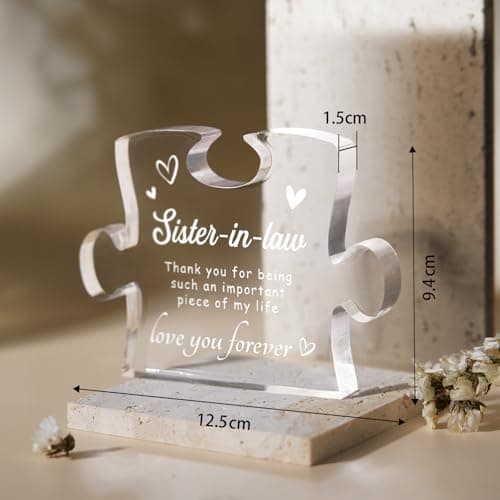 Sister in Law Gifts, Best Gifts for Sister in Law - 4.9 x 3.7 inch Engraved Acrylic Block, Christmas Mothers Day Wedding Gifts for Sister in Law, Sister in Law Birthday Gifts Ideas