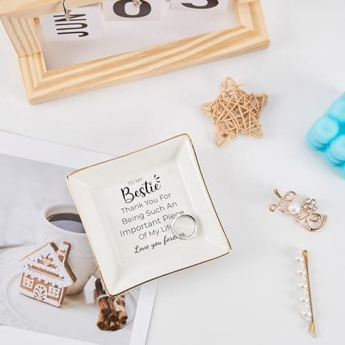 Birthday Gifts for Women Best Friend - to My Bestie Jewelry Dish Trinket Tray, Unique Friendship Gifts for Women Female Friend Christmas Valentines Mother's Day