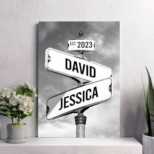 Personalized Vintage Street Sign For Couples Canvas, Best Gift For Сouple, Christmas Gifts for Her Him, Valentines Day Gift for Girlfriend Boyfriend, Wedding Anniversary Street Art Canvas Or Poster