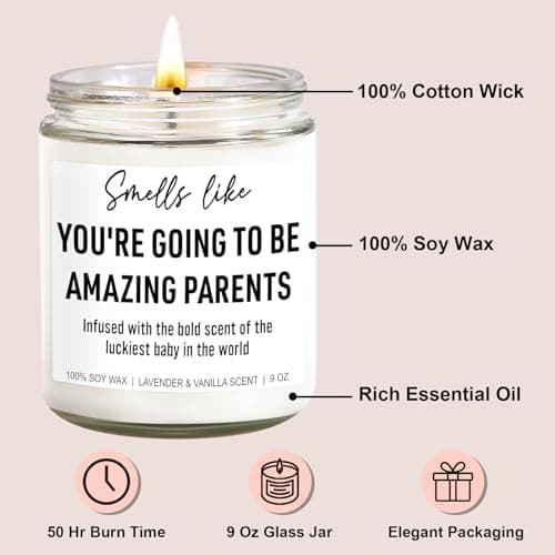 Cute Candle, New Parents Gifts for Couples, New Mom & Dad - Funny Christmas, Pregnancy, Gender Reveal Gifts for Parents to Be, Expecting Mom, 1st Time Mommy to Be, New Dad - 9 oz