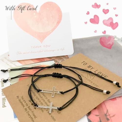 Couples Bracelets Matching Bracelets for Couples Relationship Bracelets for Bf and Gf Cross Bracelet for Best Friends for Him and Her Boyfriend Girlfriend Bracelets