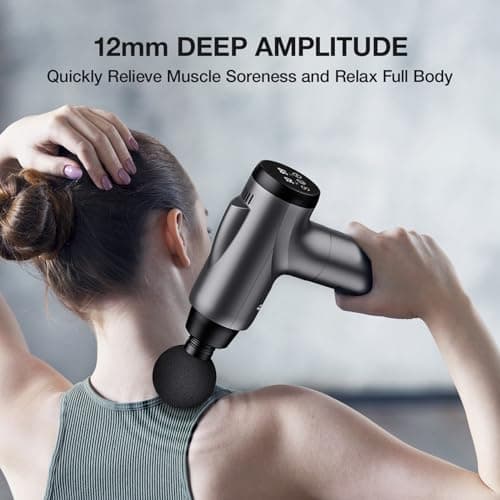 Massage Gun Deep Tissue, Handheld Electric Muscle Massager, High Intensity Percussion Massage Device for Pain Relief with 9 Attachments & 30 Speed(Grey)