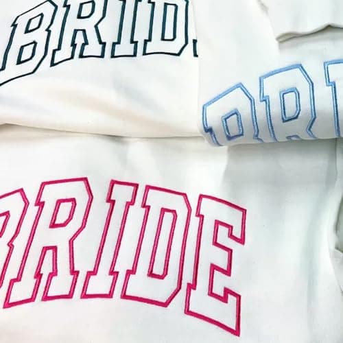 Personalized Embroidered Bride Sweatshirt, Custom Mrs. Last Name, Wedding Gifts For Bride, Bridal Shower, Bachelorette Party Gifts, Engagement Engaged Gift