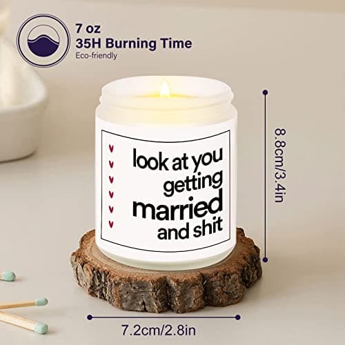 BaubleDazz Funny Wedding Gifts, Bachelorette & Bridal Shower Gift for Bride, 7oz Lavender Scented Soy Wax Candle, Bride to Be, Engagement Gifts for Couples