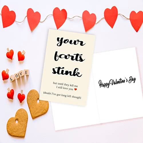 Unique Valentines Gifts for Him or Her, Humorous Birthday Card for Boyfriend, Cheeky Anniversary Card Gifts for Husband or Wife, Happy Your Farts Stink Bday Card for Fiance BF GF…