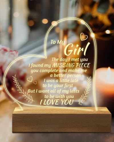 Romantic Gifts for Girlfriend, to My Girlfriend Engraved Night Light, I Love You Gifts for Her, Cute Girlfriends Anniversary Birthday Gifts for Her from Boyfriends