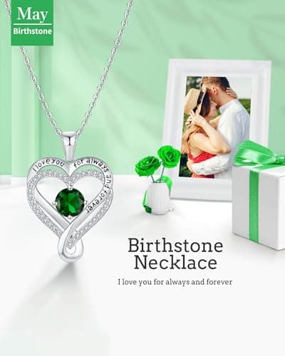 Jewelry for Women Wife Infinity Heart Birthstone I Love You Necklace S925 Anniversary Women Necklaces for Her Wife Birthday Gift Ideas, Birthday Present for Girlfriend Mom Daughter Sterling Silver