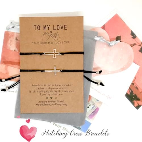 Couples Bracelets Matching Bracelets for Couples Relationship Bracelets for Bf and Gf Cross Bracelet for Best Friends for Him and Her Boyfriend Girlfriend Bracelets