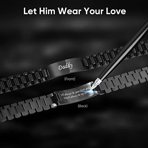 VNOX Masculine Watch Band Stainless Steel Link Bracelet Personalized Jewelry Gift for Men DAD Father Husband Boyfriend