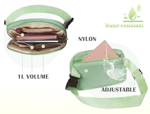 COSHAYSOO Green Belt Bag Crossbody Initial Fanny Pack Preppy Trendy Stuff for Teen Flower Girls 5 6 7 8 9 10 Year Old Personalized Cute Wedding Party Bridesmaid Birthday Easter Gift Letter M