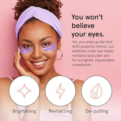 grace & stella Retinol Under Eye Patches for Puffy Eyes & Dark Circles - Restoring Gel Under Eye Masks with Hyaluronic Acid - Christmas Gifts for Teens, Birthday Gifts for Women (Purple, 24 Pairs)