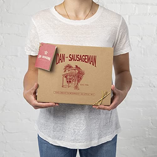 Dan the Sausageman Juneau Gourmet 8 items Gift Basket - Original Summer Sausage, Wisconsin Cheese, Mustard, Craker, Olives, Nuts and Candy | Gift Snack Box