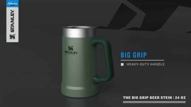 Stanley Stay-Chill Beer Stein 24 oz | Heavy Duty Big Grip Handle | Beer Tumbler Drink Cup, Holds 2 Cans | Insulated Stainless Steel Party Mug | BPA-Free