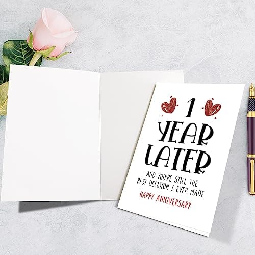 Supoeguk Happy One Year Card for Girlfriend Boyfriend, First Anniversary Card for Him Her, Funny 1st Wedding Anniversary Card for Wife Husband