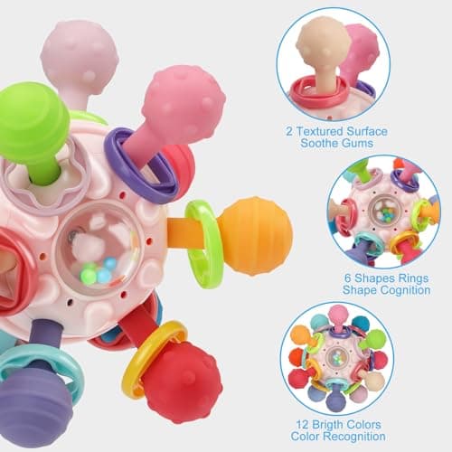 Baby Montessori Sensory Toys for 0-6 6-12 Months, Baby Teether Teething Toys for Babies 0 3 6 9 12 18 Months, Newborn Infant Learning Developmental Toys Gifts for 1 2 Year Old Boys Girls