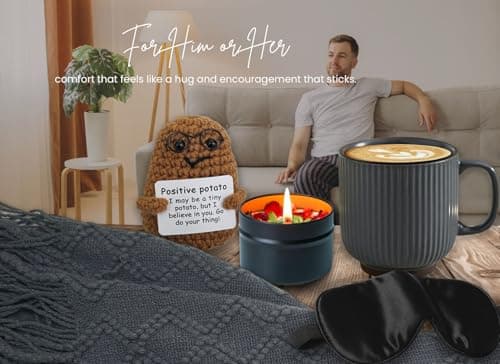 Get Well Soon Gift Baskets for Men&Women- Self Care Package/Brithday - After Surgery, Sympathy Gifts for Loss of Loved One, Thinking of You/Grief/Bereavement/Miscarriage Gifts (Grey & Navy Blue)