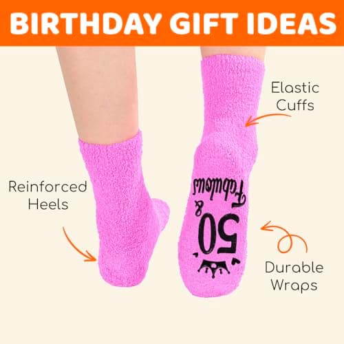 HAPPYPOP 50TH Birthday Gifts for Her - Women Socks for 50 Year Olds for Middle Aged Female Friends