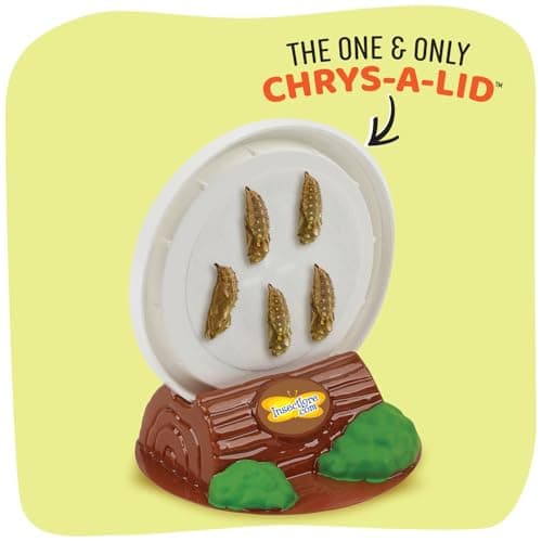 Insect Lore Butterfly Garden Kit – 10 Live Caterpillars, Habitat, STEM Journal, 2 Chrys-a-lid Holding Logs & Feeder – Grow & Release Painted Lady Butterflies – Educational Science Toy