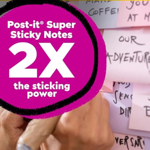 Post-it Super Sticky Notes-to-go Pop-Up Notes, 3 in. x 3 in., 6 Dispensers with 540 Total Pastel Sticky Notes in Pink Salt Color, Great for School, Office, Classroom, or Home