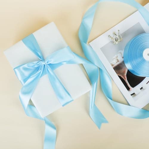 100 Yards Ribbon,1-1/2 Inch Sky Blue Satin Ribbon,Single Face Satin Ribbons,Perfect for Gift Wrapping,Wedding Decoration,Handmade Bows,Wrapping Bouquet, Halloween, Christmas