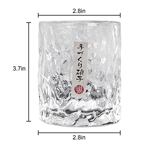 BXT Japanese Whiskey Glass - Handmade Old Fashioned Tumbler | Crystal Hammer Figure Finish | Thickened Drinking Cup for Whiskey Beer Brandy Cocktail Scotch for Men Dad Daddy Fathers Day