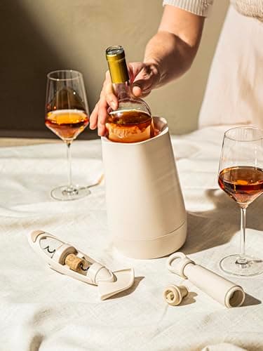Vacu Vin Host Wine Set – Sand (4-Piece) – Gift-Worthy Wine Accessory Bundle with Cooler, Vacuum Saver, Twister Corkscrew & Drip-Free Server – Made from Recycled Material