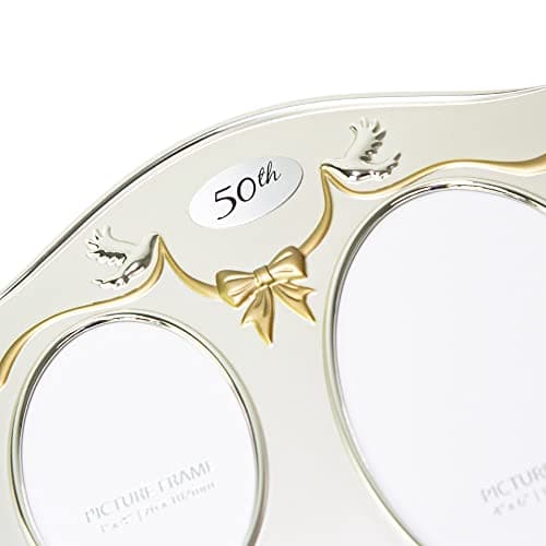 Haysom Interiors Traditional Two Tone Silver Plated 50th Golden Anniversary Double Picture Frame
