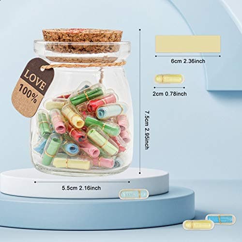 Capsule Letters Message in a Bottle - Cute Things Gifts for Boyfriend Girlfriend - Love Letter for Anniversary, Birthday,Valentines Day, Mother's Day Gift (Mixed Color 50pcs)