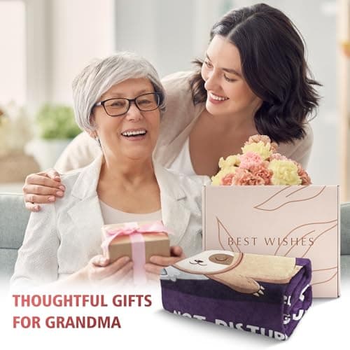 Funny Grandma Birthday Gifts, Grandma is Charging Sloth Blanket 60" x 50", Gift for Grandmas from Grandkids, Grandmas Gifts for Christmas Mothers Day, Super Soft Blanket for Grandmother