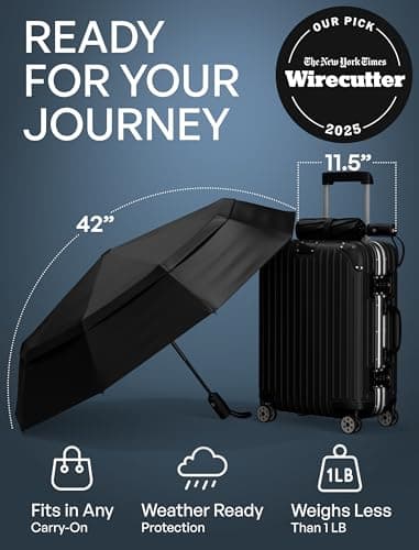 REPEL Windproof Travel Umbrella - Compact & Withstands Winds up to 85MPH , Strongest Premium Auto Folding Umbrella for Rain and Sun - Durable, Light & Portable for Women & Men , Fits Backpack & Cars