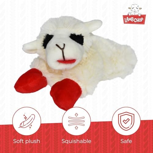 Multipet Lamb Chop Dog Plush Toy - Squeaky Toy for All Dogs - Extra Soft Plush - Stuffed Animal Dog Toy for Cuddling & Playing - Cute Pet Toy (6", Cream)