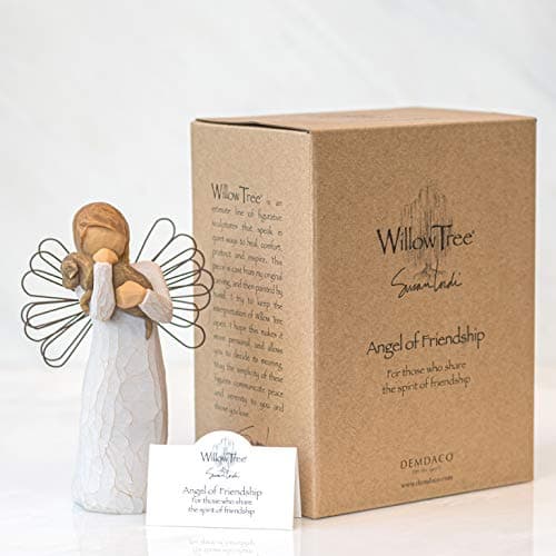Willow Tree Angel of Friendship, for Those who Share The Spirit of Friendship, Angel Carrying Dog as Reminder of Loyal Pets and Friends, Present and Past, Sculpted Hand-Painted Figure
