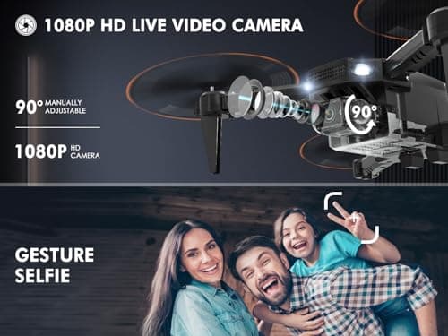 AVIALOGIC Mini Drone with Camera for Kids, Remote Control Helicopter Toys Gifts for Boys Girls, FPV RC Quadcopter with 1080P HD Live Video Camera, Altitude Hold, Gravity Control, 2 Batteries, Black