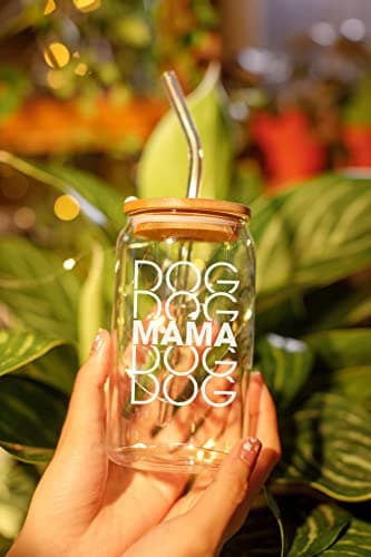 NewEleven Gifts For Dog Lovers, Dogs Owners, Dog Moms, Fur Mama - Dog Mom Gifts For Women - Cute Funny Gift For Women, Best Friend, Girlfriend - 16 Oz Coffee Glass