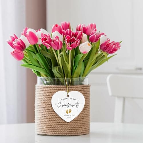 Grandparents Gifts - First Time Grandparents Gifts for Grandma, Grandpa - Baby Pregnancy Announcement Ornament for New Grandma - Grandpa to Be Ornaments 2026 - Ceramic Hanging Ornament