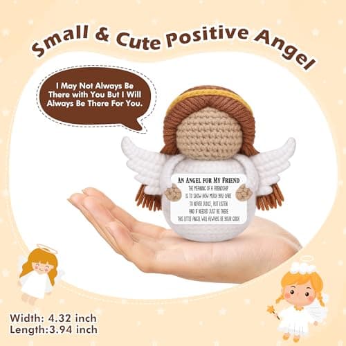 Best Friend Birthday Gifts for Women Men, Christmas Decorations for Bestie BFF Sister, Friendship Gifts for Women Friends Her Him Female Male Boys Girls, Funny Handmade Crochet Angel Stocking Stuffers