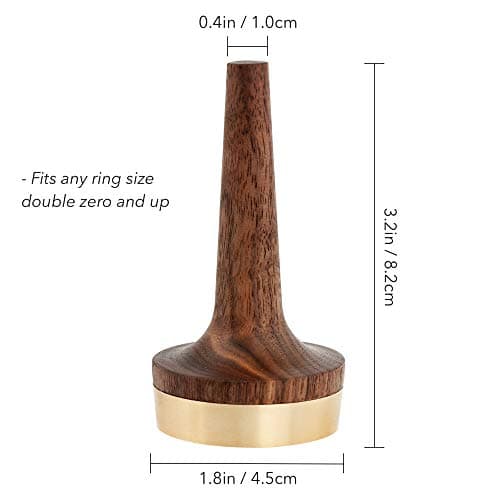 Wooden Ring Holder For Jewelry | 1 Piece | Black Walnut Wood & Brass Stand | Gift For Men & Women, Engagement, Wedding & Anniversary | Him & Her Rings Modern Display | Fits Any Band Size 00 Up