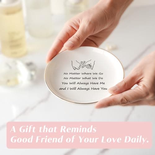Best Friend Birthday Gifts for Women Ceramic Jewelry Dish, Long Distance Friendship Gifts for Women, Galentines Day Gifts for Friends Bestie Coworkers Classmates