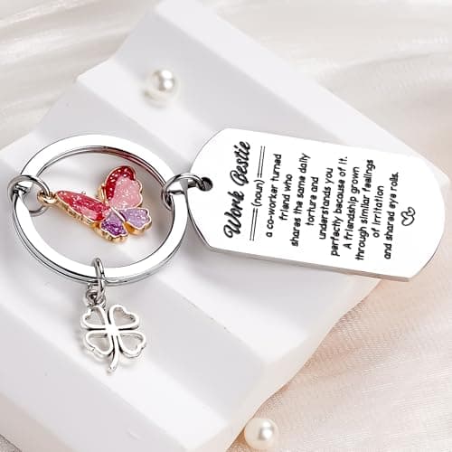 Coworker Leaving Gifts for Women - Funny Friendship Thank You Work Bestie Keychain Present for Friend Colleague Christmas