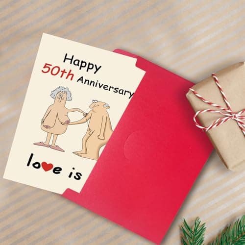 Funny 50th Wedding Anniversary Card for Men Women, Funny 50 Years Anniversary Decorations Gifts for Couple Husband Wife