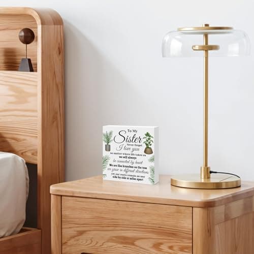 Sisters Gifts from Sister Birthday Gifts for Sister Engraved Wooden Block Sign Desk Table Decor Sign for Sister Christmas Thanksgiving Valentines Day Mothers Day Gift for Sister